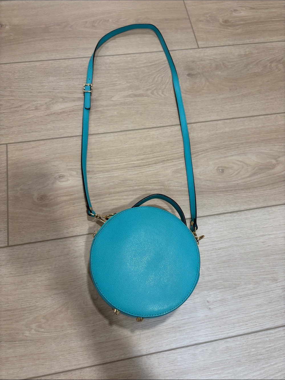 LOET Circle leather crossbody bag- Petrol blue